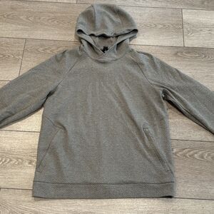 Lululemon Hoodie Mens Medium Gray Grid Waffle Knit Pullover Long Sleeve Athletic